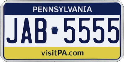 PA license plate JAB5555