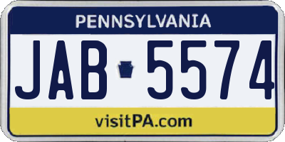 PA license plate JAB5574