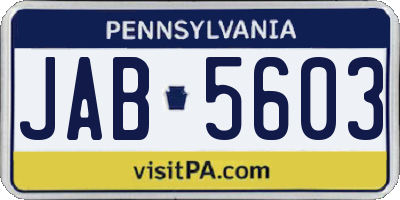 PA license plate JAB5603