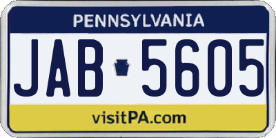 PA license plate JAB5605