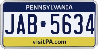 PA license plate JAB5634