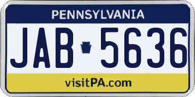 PA license plate JAB5636