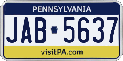 PA license plate JAB5637