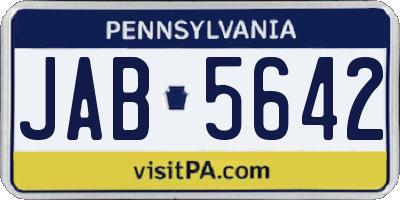 PA license plate JAB5642