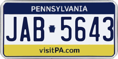 PA license plate JAB5643