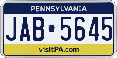 PA license plate JAB5645