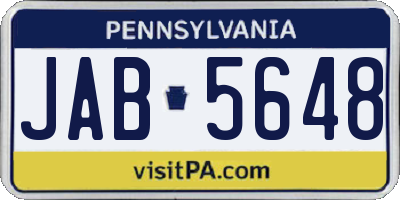 PA license plate JAB5648