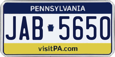 PA license plate JAB5650