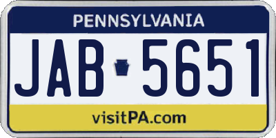 PA license plate JAB5651