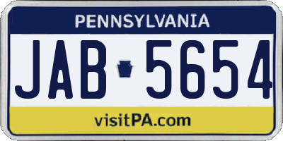 PA license plate JAB5654