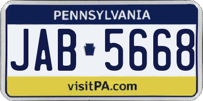 PA license plate JAB5668