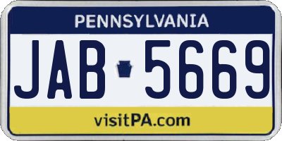 PA license plate JAB5669