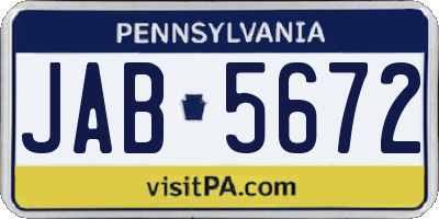 PA license plate JAB5672