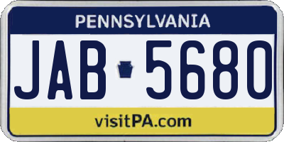 PA license plate JAB5680