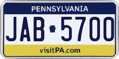 PA license plate JAB5700