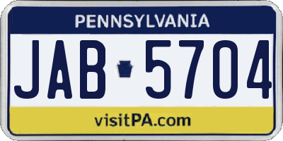 PA license plate JAB5704