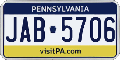 PA license plate JAB5706