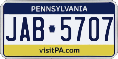 PA license plate JAB5707