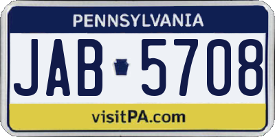 PA license plate JAB5708