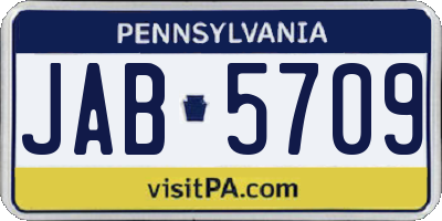 PA license plate JAB5709