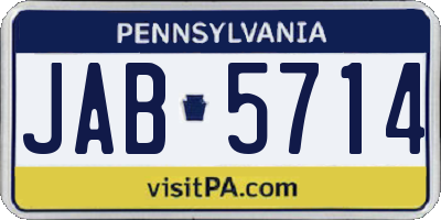 PA license plate JAB5714