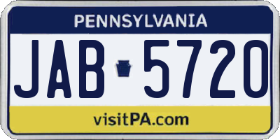 PA license plate JAB5720