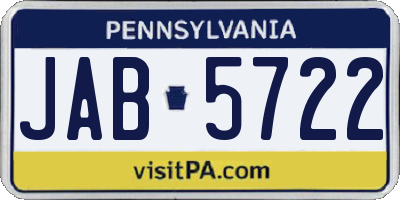 PA license plate JAB5722