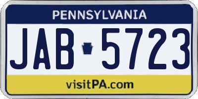PA license plate JAB5723