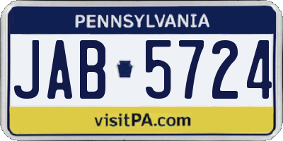 PA license plate JAB5724