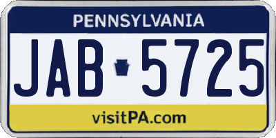 PA license plate JAB5725
