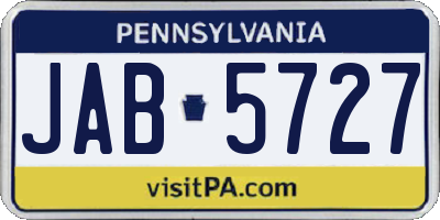 PA license plate JAB5727