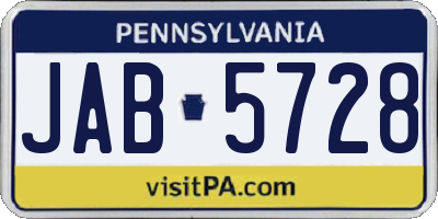 PA license plate JAB5728