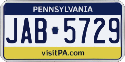 PA license plate JAB5729