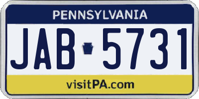 PA license plate JAB5731