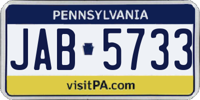 PA license plate JAB5733