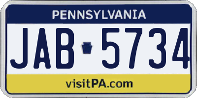 PA license plate JAB5734