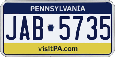 PA license plate JAB5735