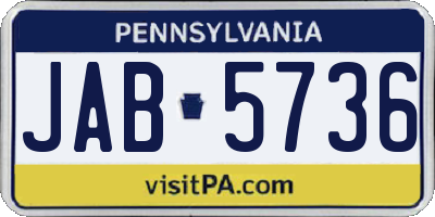 PA license plate JAB5736