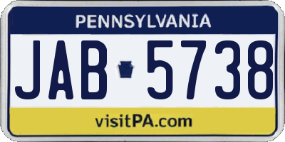 PA license plate JAB5738