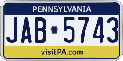 PA license plate JAB5743