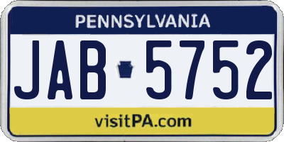 PA license plate JAB5752