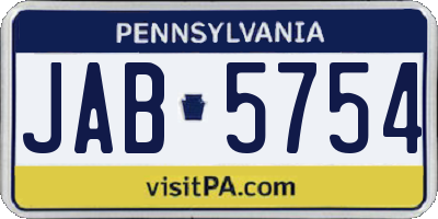 PA license plate JAB5754