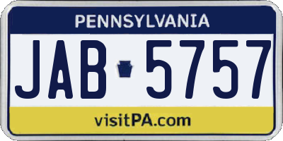 PA license plate JAB5757