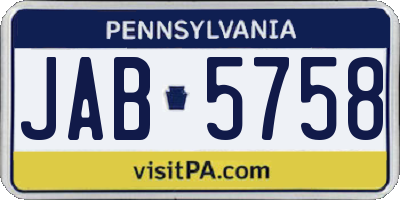 PA license plate JAB5758