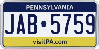 PA license plate JAB5759