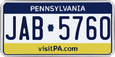 PA license plate JAB5760