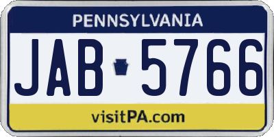 PA license plate JAB5766