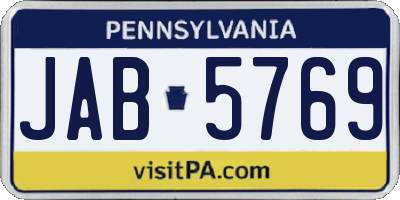 PA license plate JAB5769