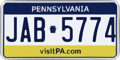 PA license plate JAB5774