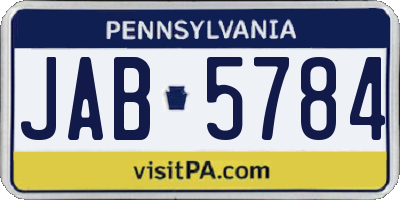 PA license plate JAB5784